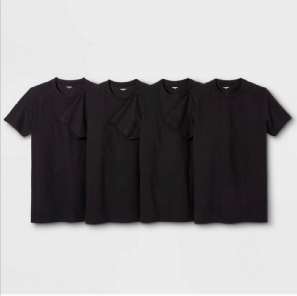 GOODFELLOW & CO Mens 4 Pack T-Shirt Size M Black Classic Fit Crew Neck NEW